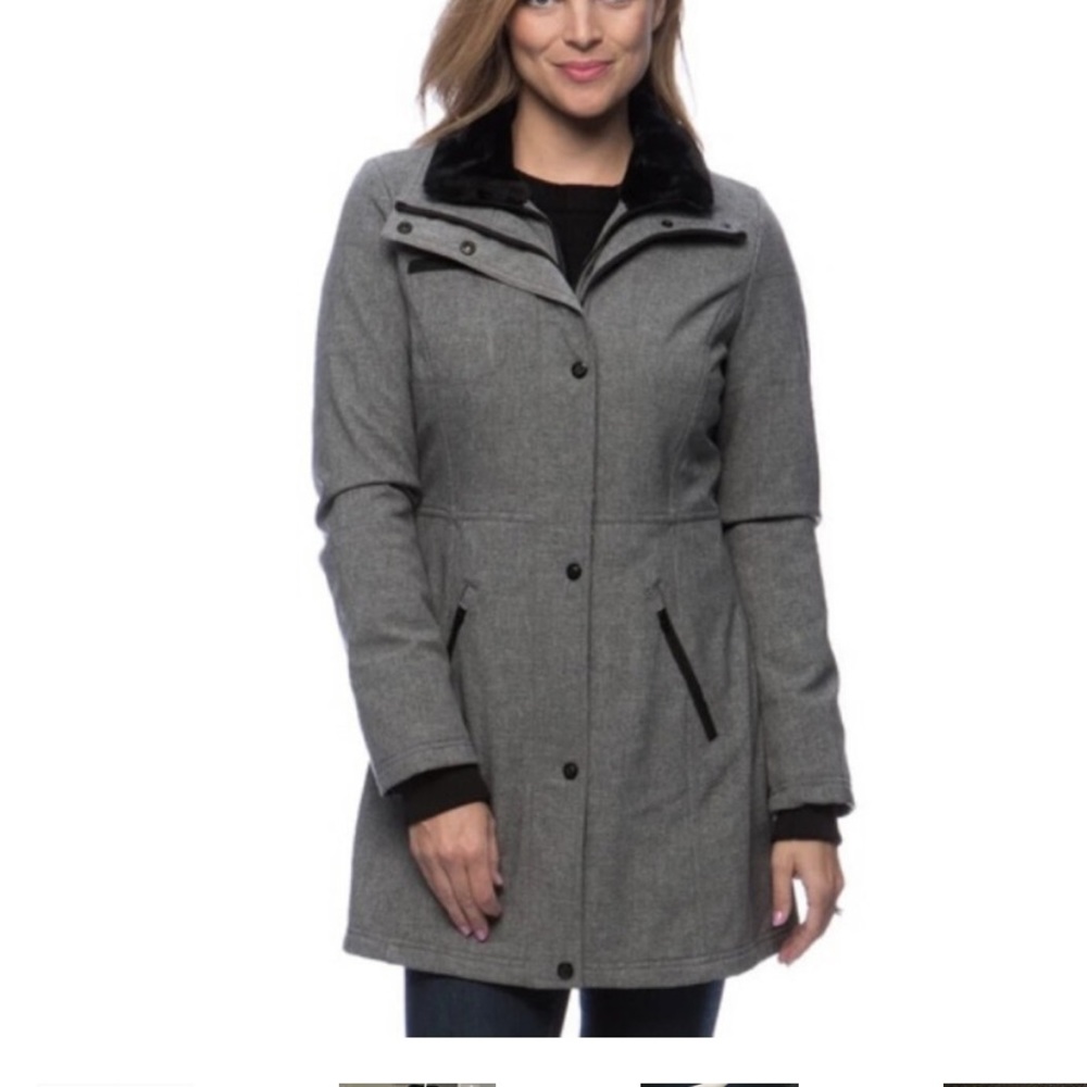 Jessica Simpson Grey & Black Long Winter Snow Ski Coat Jacket Sz 3X Thumbholes